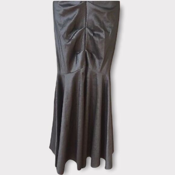 XSCAPE BY JOANNA CHEN Pewter Gray Ruched One Shoulder‎ Mermaid Prom Gown Dress 4 - Picture 5 of 15